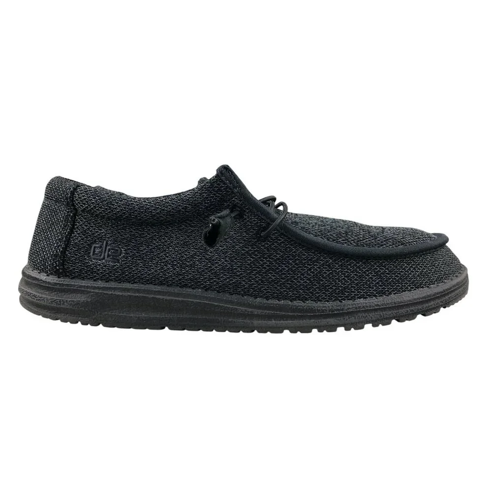 Hey Dude Unisex Size 9M 11W Wally Sox Micro Total Black Slip On Casual Shoes